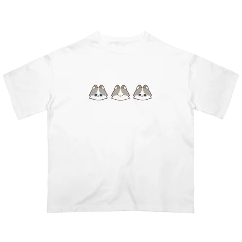 にゃんこ(ﾗｸﾞﾄﾞｰﾙ) オーバーサイズTシャツ