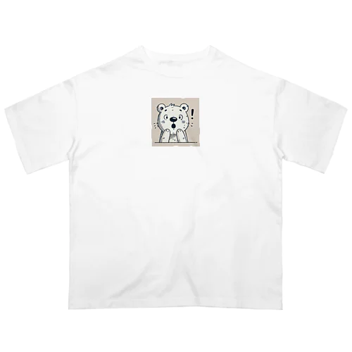 びっくりした表情がキュートなくまのフリーハンド描画 Oversized T-Shirt