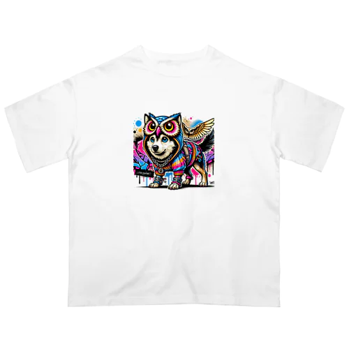 グラフティ 犬✖️フクロウ オーバーサイズTシャツ