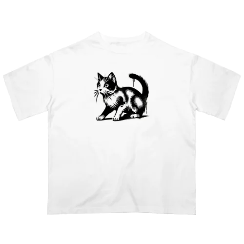 ストリートアート風★はちわれ猫 Oversized T-Shirt