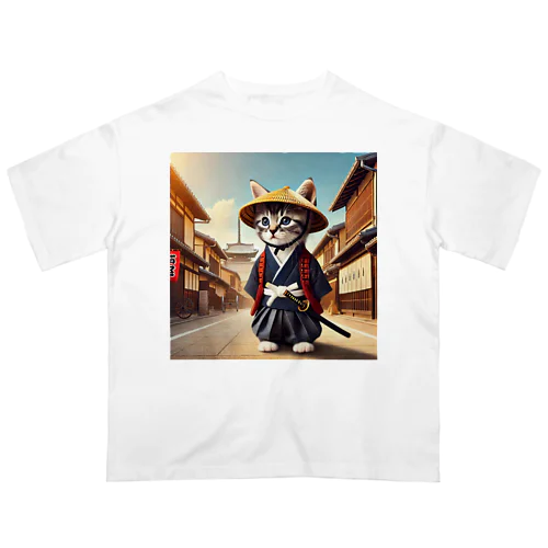 武士Cat Oversized T-Shirt