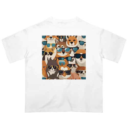 サングラスをかけた動物たち オーバーサイズTシャツ