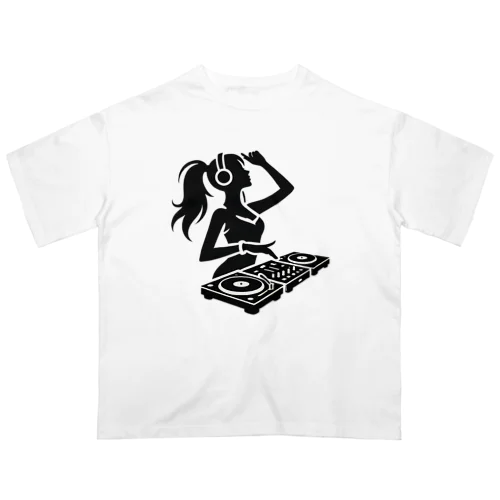 ハッピーガール DJ シルエットver. Oversized T-Shirt
