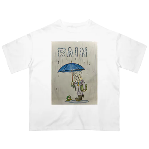 哀愁シリーズ　-パパ今日も雨だね- Oversized T-Shirt