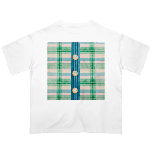 Bright green line art  オーバーサイズTシャツ