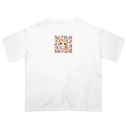 にゃんこたちのスイートワールド Oversized T-Shirt