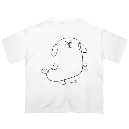 もじゃまる茫然　黒 Oversized T-Shirt