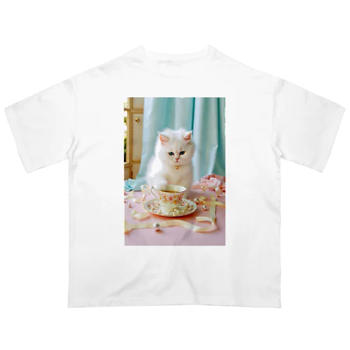 ティータイムキャット Oversized T-Shirt