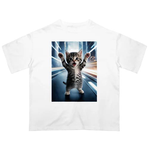 タイムスリップにゃんこ Oversized T-Shirt