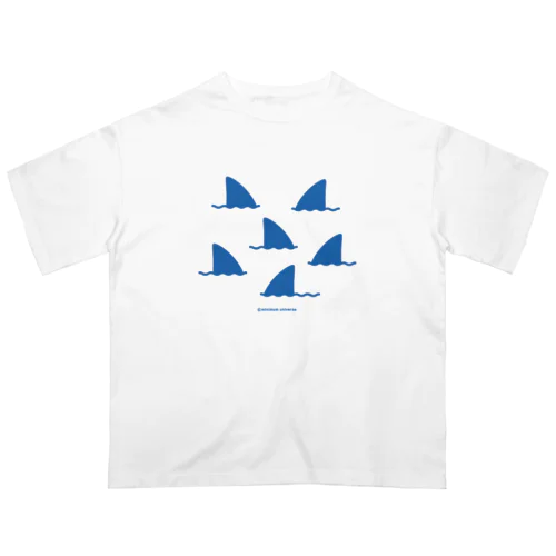 サメの群れ 青色 | School of Sharks Blue Oversized T-Shirt