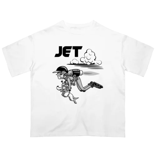 happy dog -JET- (black ink) Oversized T-Shirt