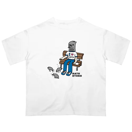 ハトにエサをやるハト男 オーバーサイズTシャツ