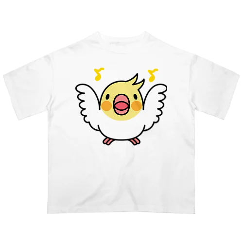 まるまるオカメインコ【まめるりはことり】 オーバーサイズTシャツ