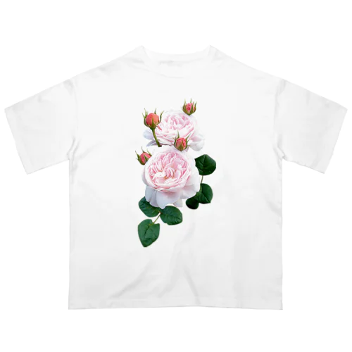 蕾のついたピンクの薔薇 オーバーサイズTシャツ