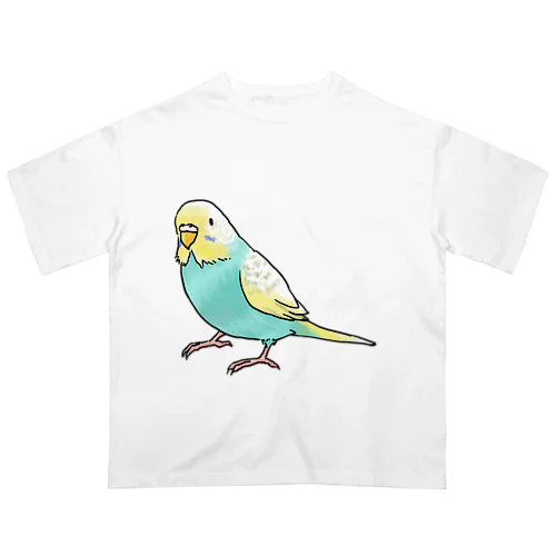 ごきげんセキセイインコ【まめるりはことり】 オーバーサイズTシャツ