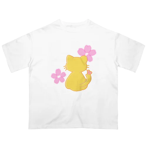 ぽっちゃりオレンジ桜ねこ オーバーサイズTシャツ