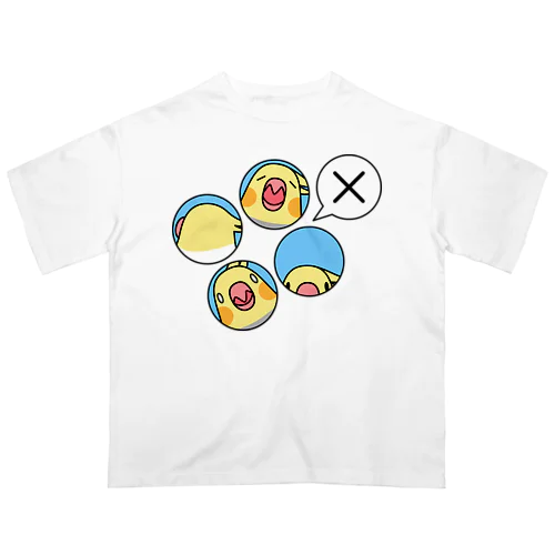 オカメインコばつ×【まめるりはことり】 オーバーサイズTシャツ