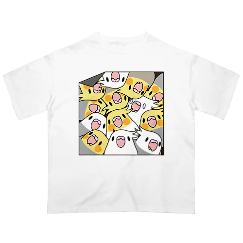 三密です！むちむちオカメインコさん【まめるりはことり】 オーバーサイズTシャツ