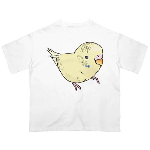 可愛いセキセイインコ　おすましちゃん【まめるりはことり】 オーバーサイズTシャツ