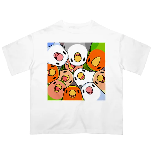 みっちりむっちり過密コザクラインコさん【まめるりはことり】 オーバーサイズTシャツ