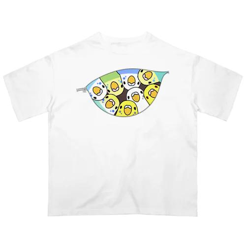 三密です！むちむちセキセイインコさん【まめるりはことり】 オーバーサイズTシャツ