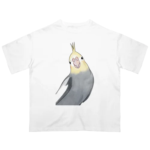 おしゃまなオカメインコちゃん【まめるりはことり】 オーバーサイズTシャツ