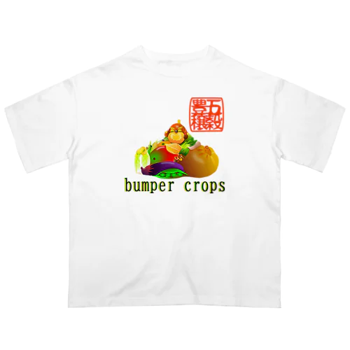 五穀豊穣h.t.赤・文字アリ オーバーサイズTシャツ