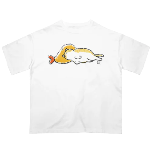 ピスピスゆーて寝るネコ【茶白】 オーバーサイズTシャツ
