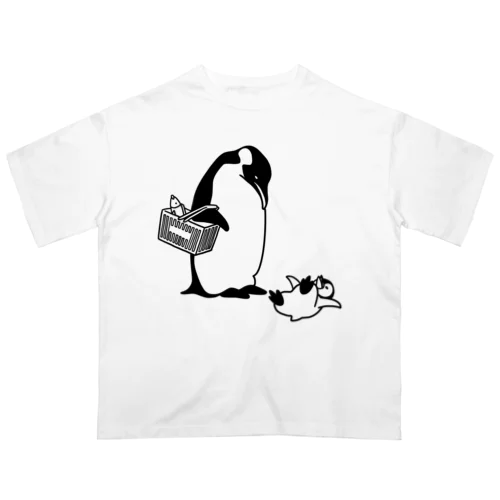 スーパーで駄々をこねるペンギン オーバーサイズTシャツ