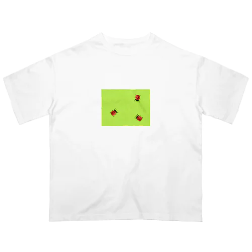 テントウムシ3匹（切り絵）　Three Ladybirds (Paper Cutout) オーバーサイズTシャツ