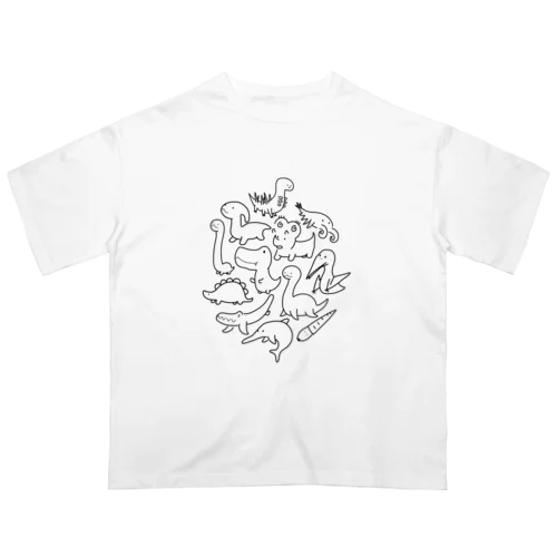 古代の生き物パラダイス（ブラック） オーバーサイズTシャツ