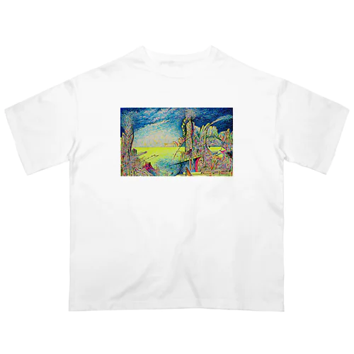 碧い色の空とイエロー Oversized T-Shirt