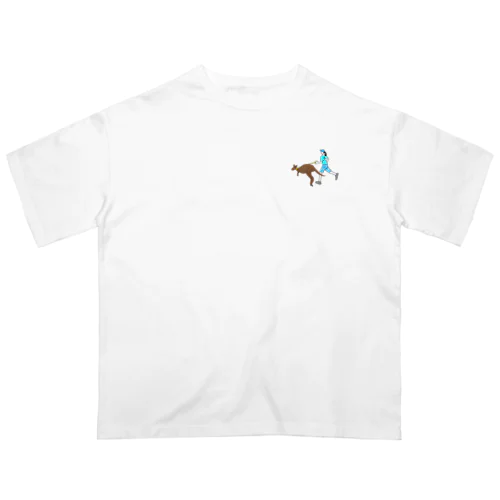 カンガルーとジョギングする人 オーバーサイズTシャツ