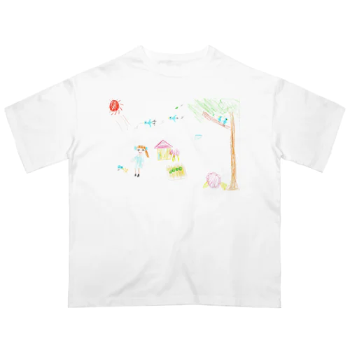 青い鳥のいる風景 Oversized T-Shirt