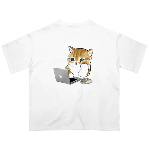 在宅勤務にゃん オーバーサイズTシャツ