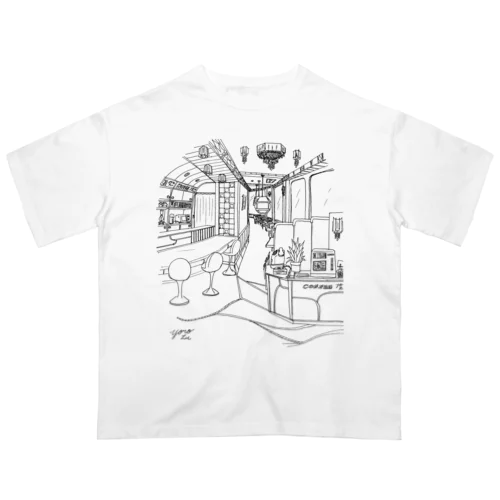 レトロ純喫茶　黒 オーバーサイズTシャツ