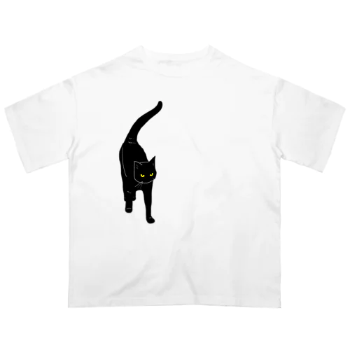 黒猫が来る そして去る 右胸バージョン オーバーサイズTシャツ