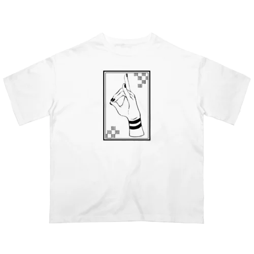 おててシリーズ　狐　「市松」 Oversized T-Shirt