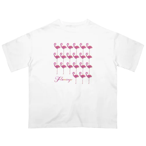 フラミンゴ Flamingo たくさん オーバーサイズTシャツ