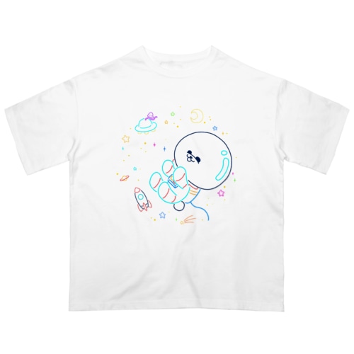 宇宙遊泳ビション・白 Oversized T-Shirt