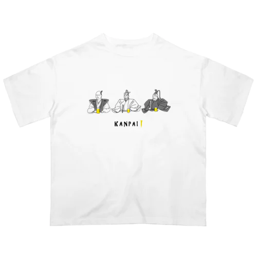 偉人 × BEER（三英傑）黒線画 Oversized T-Shirt