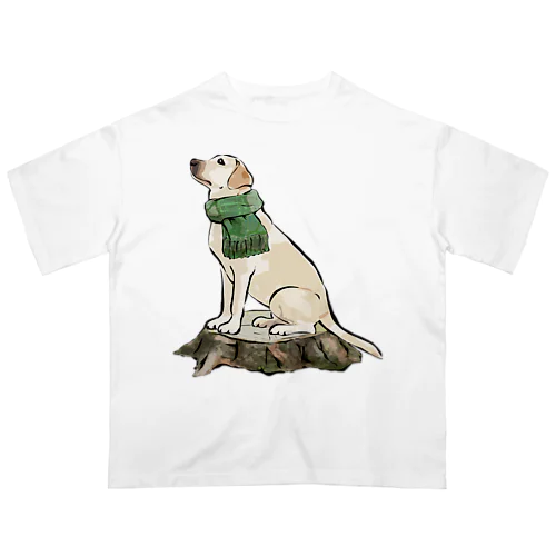 マフラー犬　ラブラドルレトリバー オーバーサイズTシャツ