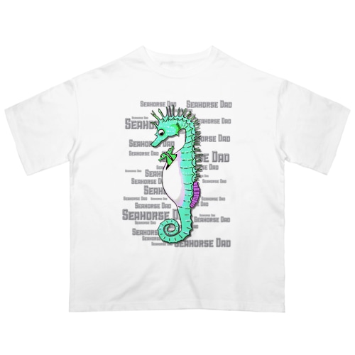 Seahorse Dad グリーン Oversized T-Shirt