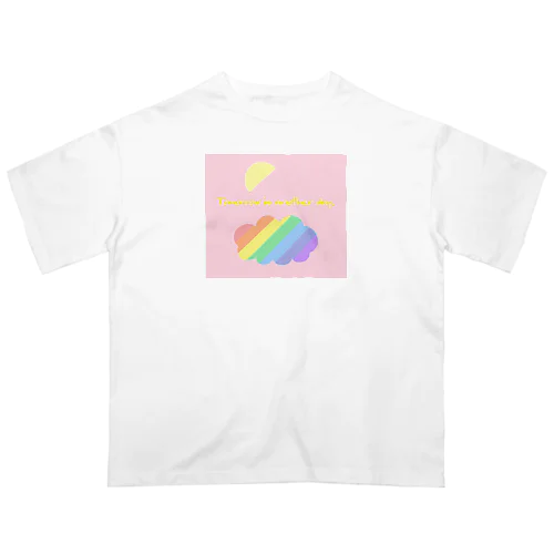 虹雲と半月（夕焼け）　Rainbow Cloud and the Half-Moon (Sunset) オーバーサイズTシャツ