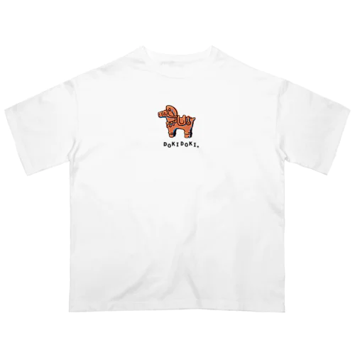 ドキドキお馬さんハニワ（黒ロゴ） オーバーサイズTシャツ