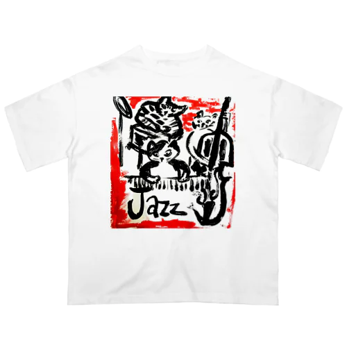 Jazz　ビアノトリオ猫　 Oversized T-Shirt