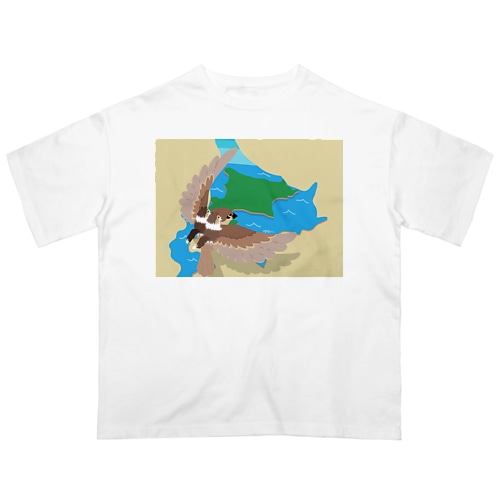 シェルティ2匹＆スズメ×北海道 Oversized T-Shirt