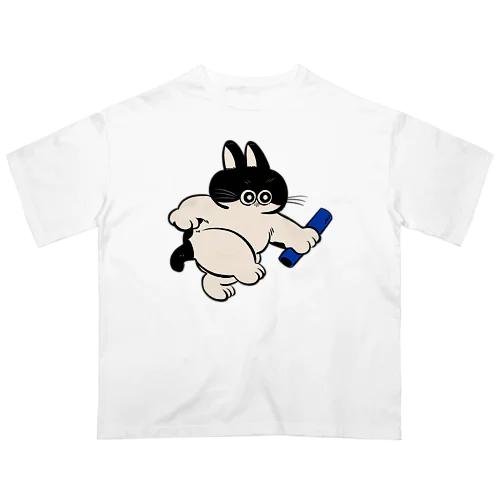 バトンタッチ猫★ぽんちゃん(青組) オーバーサイズTシャツ