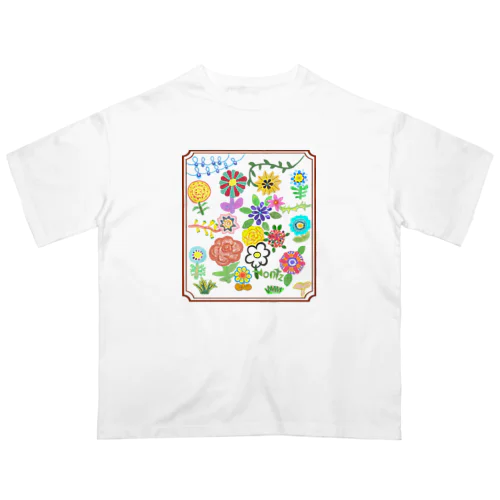 花畑デラックス（茶枠） オーバーサイズTシャツ