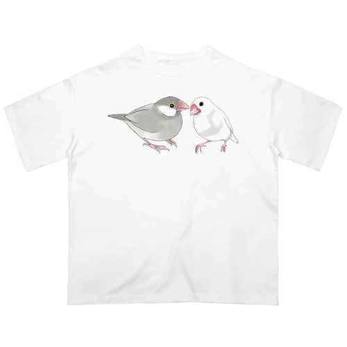 幸せ文鳥ちゃん【まめるりはことり】 オーバーサイズTシャツ